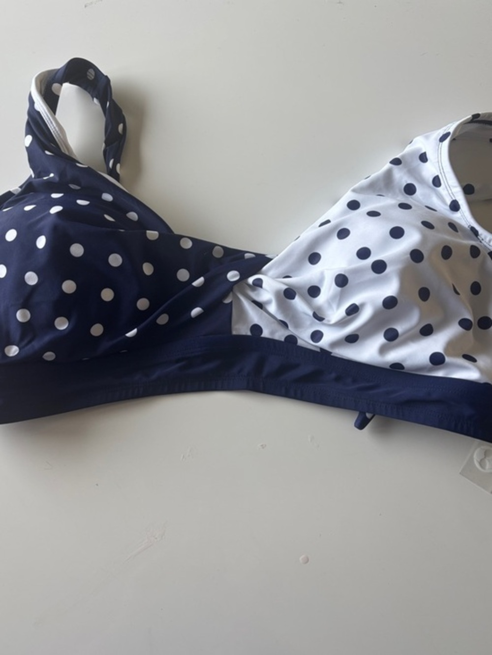 Cupshe Navy and White Polka Dot Bikini Top